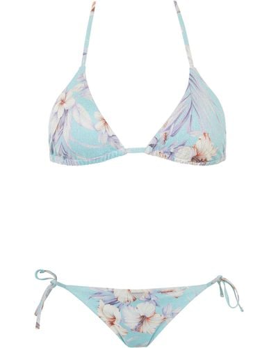 Emporio Armani Brasilianisches Triangel- und String-Bikini-Set mit Blumenmuster - Mehrfarbig