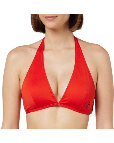 Calvin Klein Top Bikini Donna Allacciatura sul Collo - Rosso