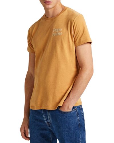 Pepe Jeans Kody, T-shirt Uomo, Marrone - Arancione