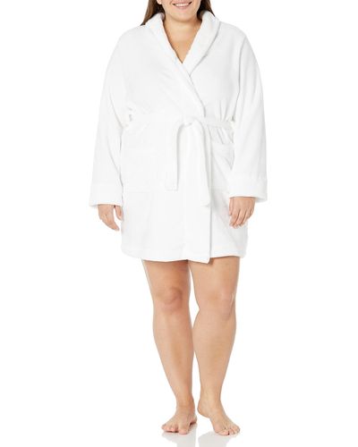 Amazon Essentials Peignoir mi-Long en Peluche Grande Taille Chemise de Nuit - Blanc