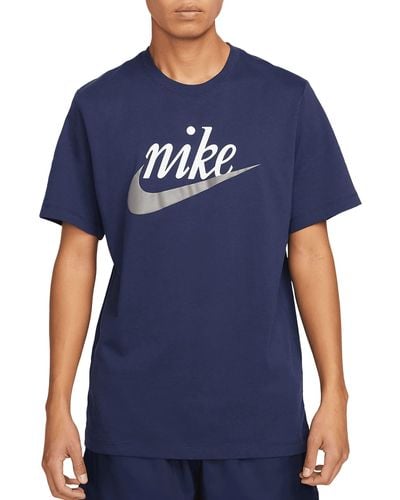 Nike DZ3279-410 M NSW Tee Futura 2 T-Shirt Midnight Navy Größe L - Blau
