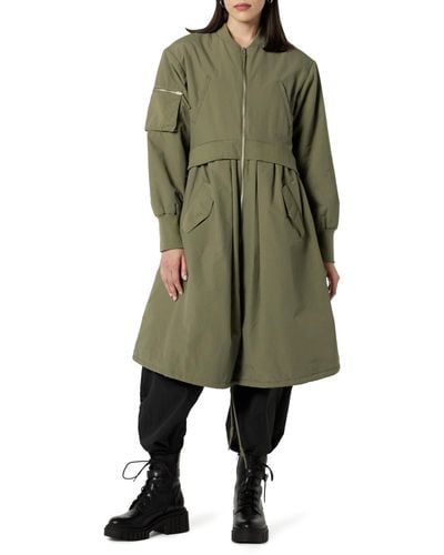 The Drop Double Layer Bomber Coat - Green