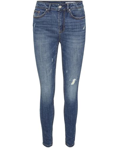 Vero Moda Female Skinny Jeans VMFLASH Mid Rise Skinny Fit Jeans - Blau