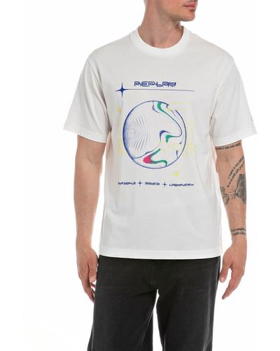 Replay T-Shirt Kurzarm mit Print - Weiß