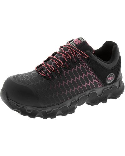 Timberland Powertrain Sport Alloy Safety Toe Shoe,black Raptek With Pink,8 W Us
