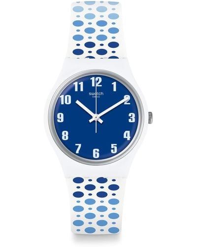 Swatch Analog Quarz Uhr mit Silikon Armband GW201 - Blau
