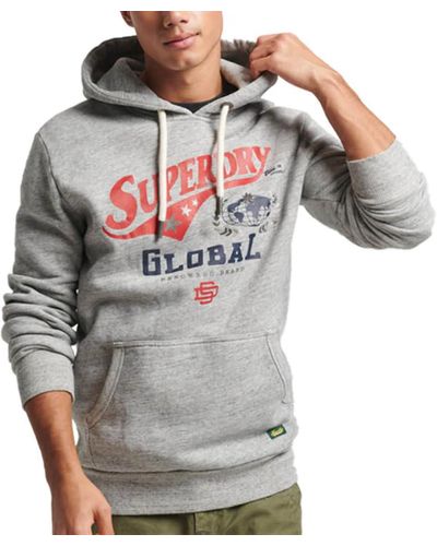 Superdry Vintage College Hoodie mit Schriftzug Sportlich Grau Meliert XL
