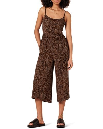Amazon Essentials Jersey Cami Cropped Wide Leg Jumpsuit - Brown