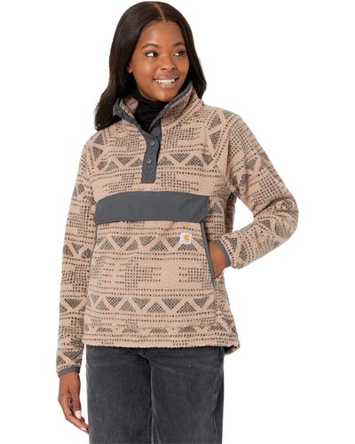 Carhartt Womens Relaxed Fit Fleece Pullover Outerwear - Brown