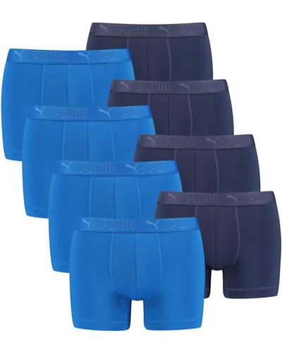 PUMA Boxershorts 8er Pack Sport Mikrofaser + elastisch/Funktionsunterhosen Männer - Blau