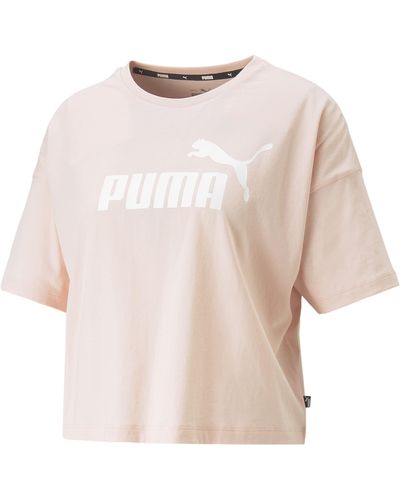 PUMA T-Shirt "Essentials Logo Cropped T-Shirt Damen" - Natur