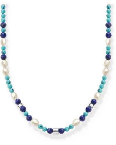 Thomas Sabo Necklace With Blue Stones And Pearls 925 Sterling Silver Ke2162-775-7