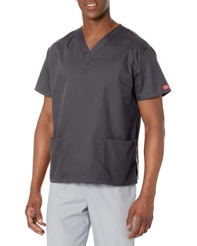 Dickies Eds Signature Scrubs 86706 Missy Fit V-neck Top - Gray