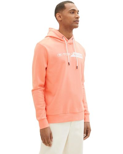 Tom Tailor Hoodie Sweatshirt mit Logo-Print - Pink