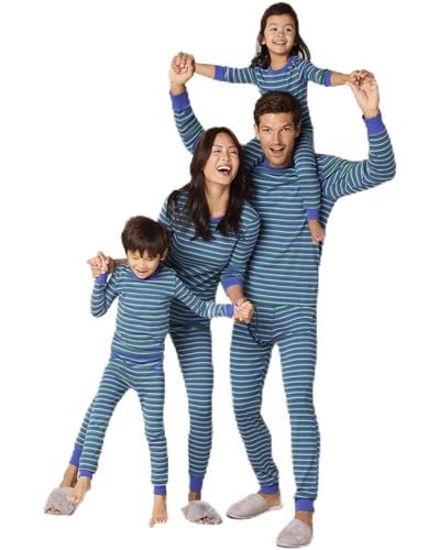 Amazon Essentials Set pigiama in flanella di pantaloni e camicia con bottoni frontali a maniche lunghe Donna - Blu