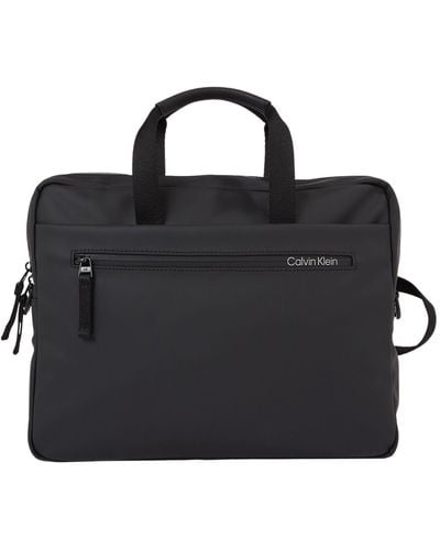 Calvin Klein Nen Rubberen Slanke Conv Laptop Bag Computer - Zwart