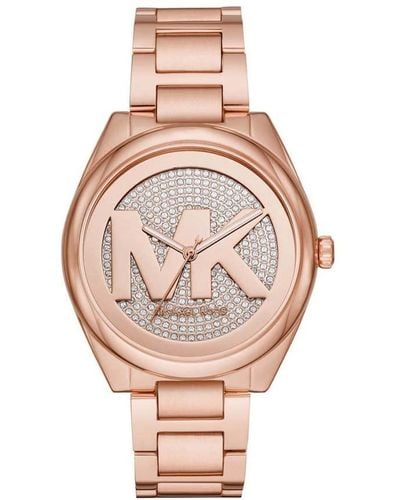 Michael Kors Janelle Three-hand Rose Gold-tone Stainless Steel Watch - Pink
