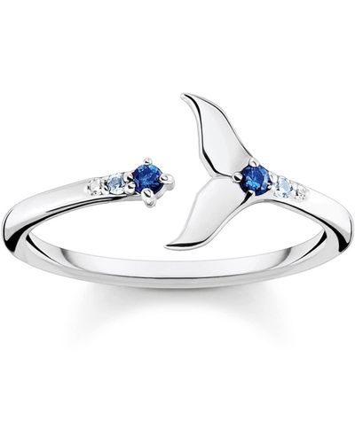Thomas Sabo Ring Tail Fin With Blue Stones 925 Sterling Silver