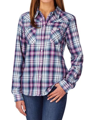 Jack Wolfskin Gifford Shirt Smoke Blue Checks - Blau