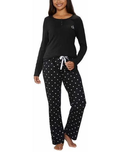 Calvin Klein S 2 Piece Fleece Pyjama Set - Black