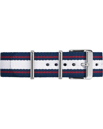 Timex Tw7c06900 20mm Blue/white/red Stripe Fabric Double-layered Slip-thru Strap