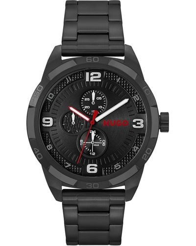 HUGO Analogue Multifunction Quartz Watch For Men With Black Stainless Steel Bracelet - 1530279