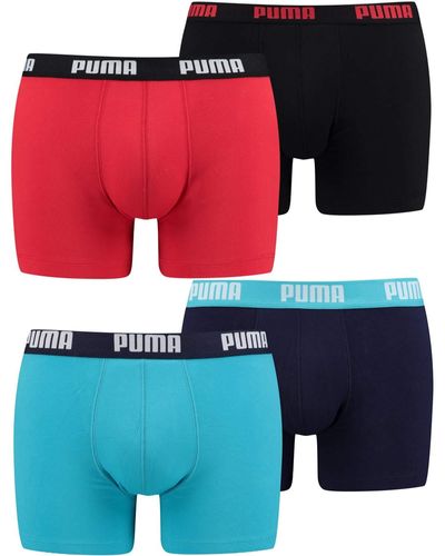 PUMA 4 er Pack Boxer Boxershorts Pant Underwear ,Bleu/Gris,S
