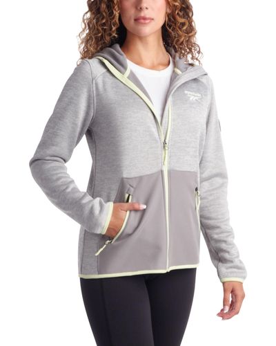 Reebok Performance Fleece Zip Hoodie Sweatshirt - Dry Fit Performance Outerwear für - Grau