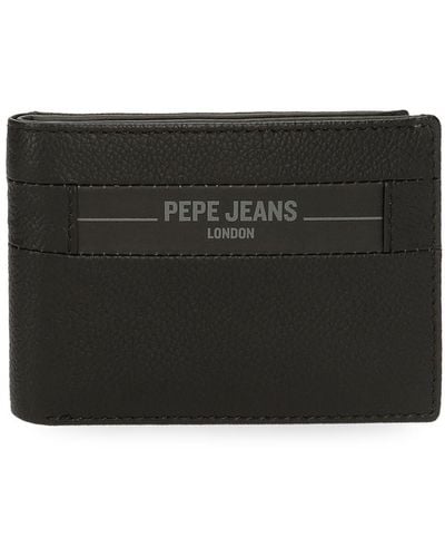 Pepe Jeans Checkbox Cartera Horizontal con Monedero Negro 11x8x1 cms Piel