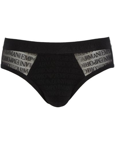 Emporio Armani Underwear Brief Jacquard Logo Mesh - Noir