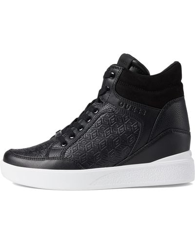 Guess Blairin Logo Hidden Wedge Lace-up Sneakers - Black