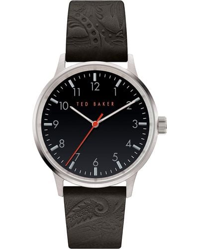 Ted Baker Cosmop 40 Mm Black Leather Watch Bkpcsf907