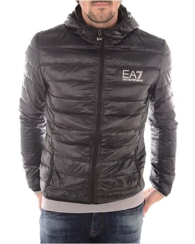 EA7 La doudoune pour hommes EA7 Train Core ID Down Light Hoodie Jacket - Noir