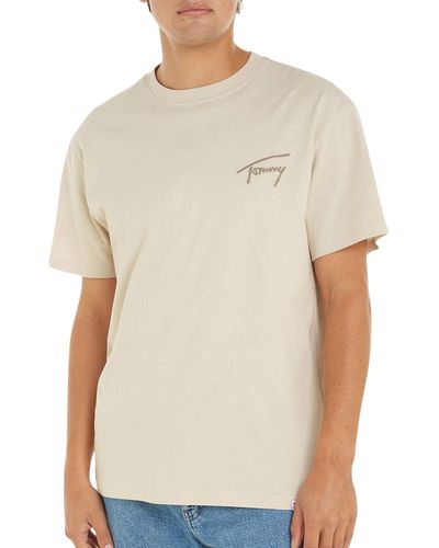 Tommy Hilfiger Tjm Reg Signature Tee Ext Dm0dm17994 S/s T-shirt - Natural
