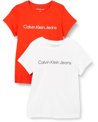 Calvin Klein Institutional Logo 2-pack Tee S/s T-shirts - Red
