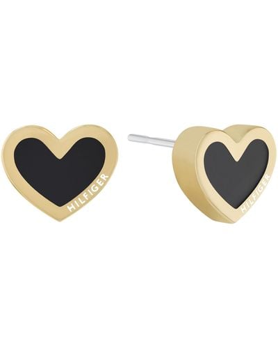 Tommy Hilfiger Jewellery Ionic Plated Thin Gold Steel Stud Earrings,color: Gold Plated - Black