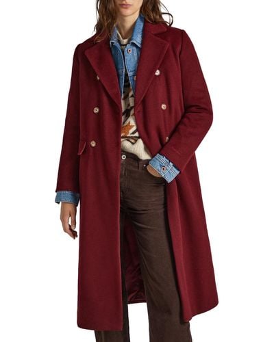 Pepe Jeans Madison Long Coat - Red