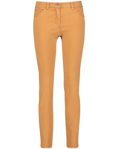 Gerry Weber 5-Pocket Hose Best4me Slim Fit Organic Cotton Hose Jeans lang Hose unifarben reguläre Länge Honig 36 - Orange