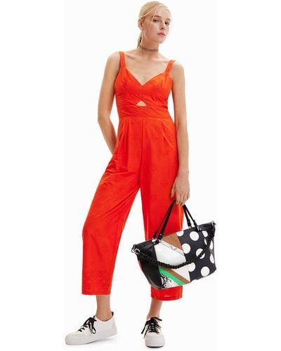 Desigual Long Embroidered Strappy Jumpsuit