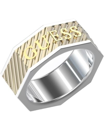 Guess Men Stainless Steel Ring - White
