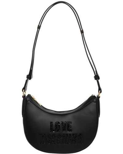 Love Moschino Sparkling Logo Hobo Bag - Black