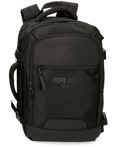 Pepe Jeans Bromley Sac à Dos de Cabine Portable 15,6 Pouces Noir 30 x 44 x 18 cm Polyester Bagage à Main