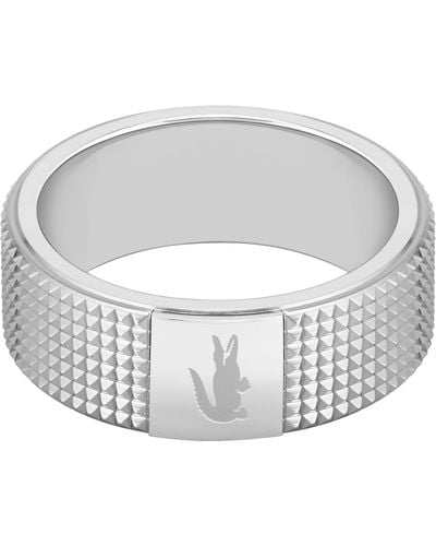 Lacoste Anillo para Hombre Colección STENCIL de Acero inoxidable - 2040195G - Blanco