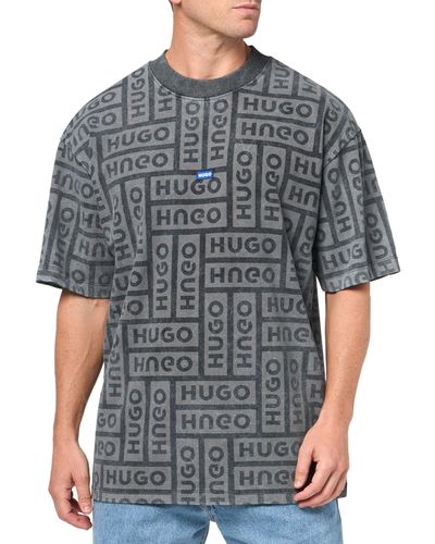 HUGO Allover Logo Cotton T-shirt - Grey