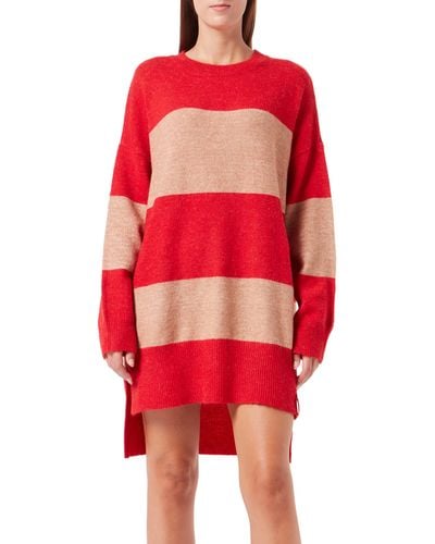 True Religion Oversized Block Satripes Dress - Red