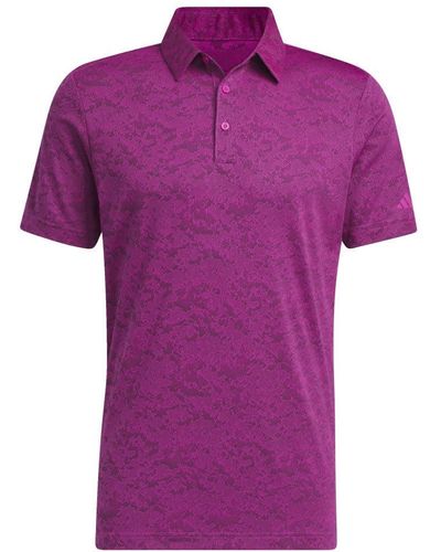 adidas S S Textured Jacquard Polo Shirt - Purple