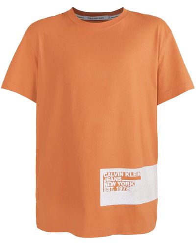 Calvin Klein Stencil Blocking Logo Tee J30j324014 S/s T-shirts - Orange