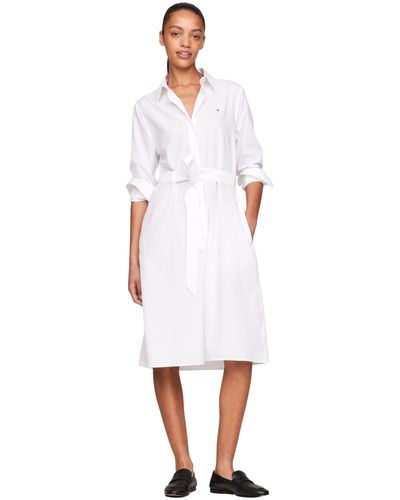 Tommy Hilfiger Mujer ESSENTIAL KNEE SHIRT DRESS Th Optic White 40 - Negro
