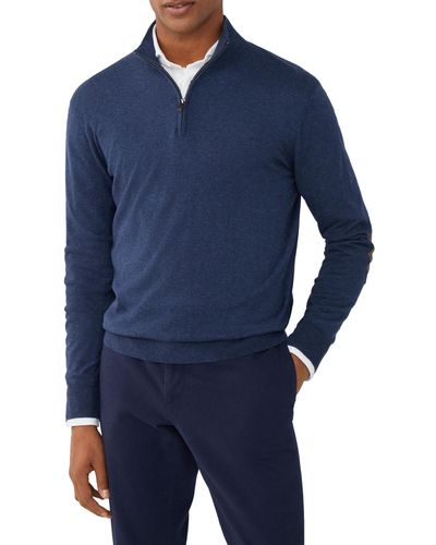 Hackett Hackett Cotton Cashmere Half Zip Sweater L - Blau