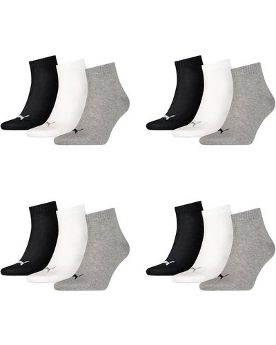PUMA 12 Paar Quarter Socken Sneaker Gr. 35-49 für Füßlinge - Weiß